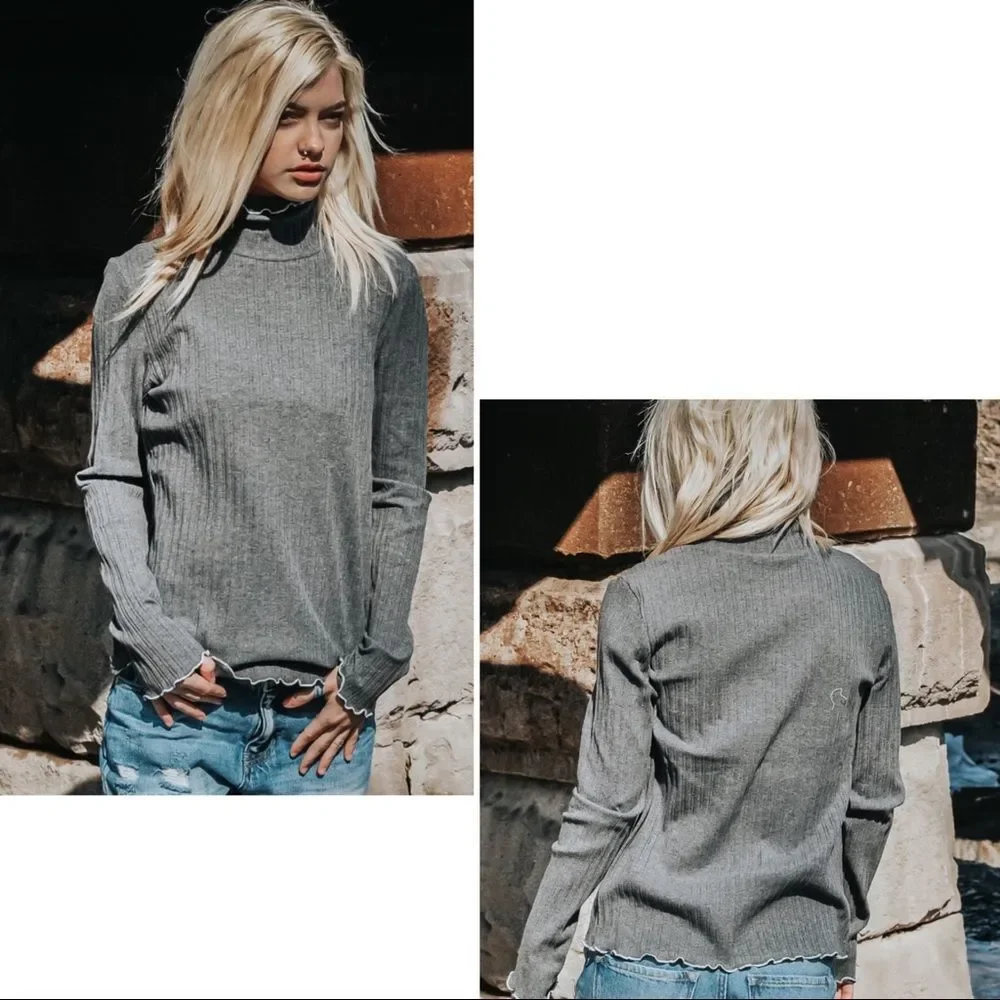Charcoal Mock Neck Sweater